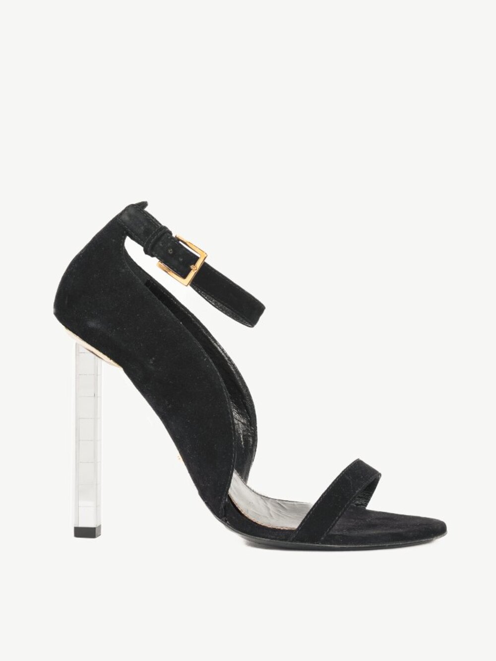 Tom Ford SS14 Runway Black Suede Mirror-Heel Sandals